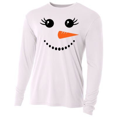 Snowman Girl Face For Girls Christmas Winter Cooling Performance Long Sleeve Crew