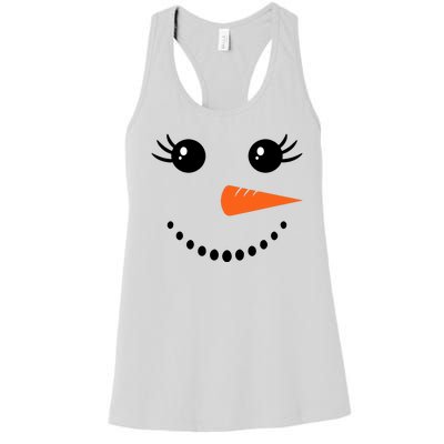 Snowman Girl Face For Girls Christmas Winter Women's Racerback Tank