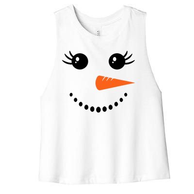 Snowman Girl Face For Girls Christmas Winter Women's Racerback Cropped Tank