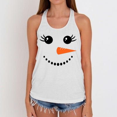 Snowman Girl Face For Girls Christmas Winter Women's Knotted Racerback Tank