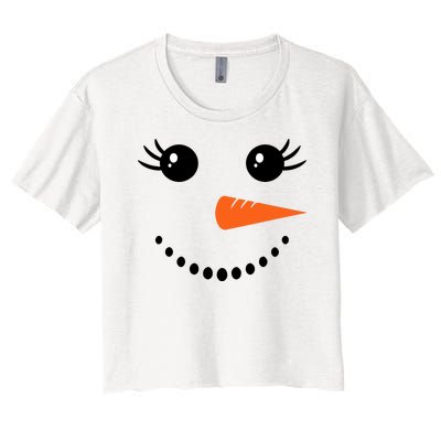 Snowman Girl Face For Girls Christmas Winter Women's Crop Top Tee