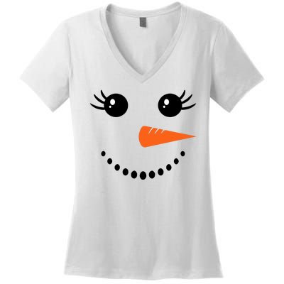 Snowman Girl Face For Girls Christmas Winter Women's V-Neck T-Shirt