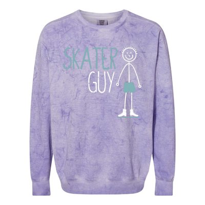 Skater Guy Funny Skates Ice Skating Boy Figure Skaters Colorblast Crewneck Sweatshirt