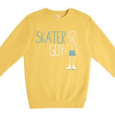 Skater Guy Funny Skates Ice Skating Boy Figure Skaters Premium Crewneck Sweatshirt