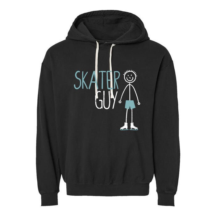 Skater Guy Funny Skates Ice Skating Boy Figure Skaters Garment-Dyed Fleece Hoodie