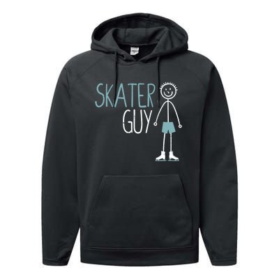 Skater Guy Funny Skates Ice Skating Boy Figure Skaters Performance Fleece Hoodie