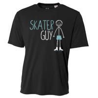 Skater Guy Funny Skates Ice Skating Boy Figure Skaters Cooling Performance Crew T-Shirt