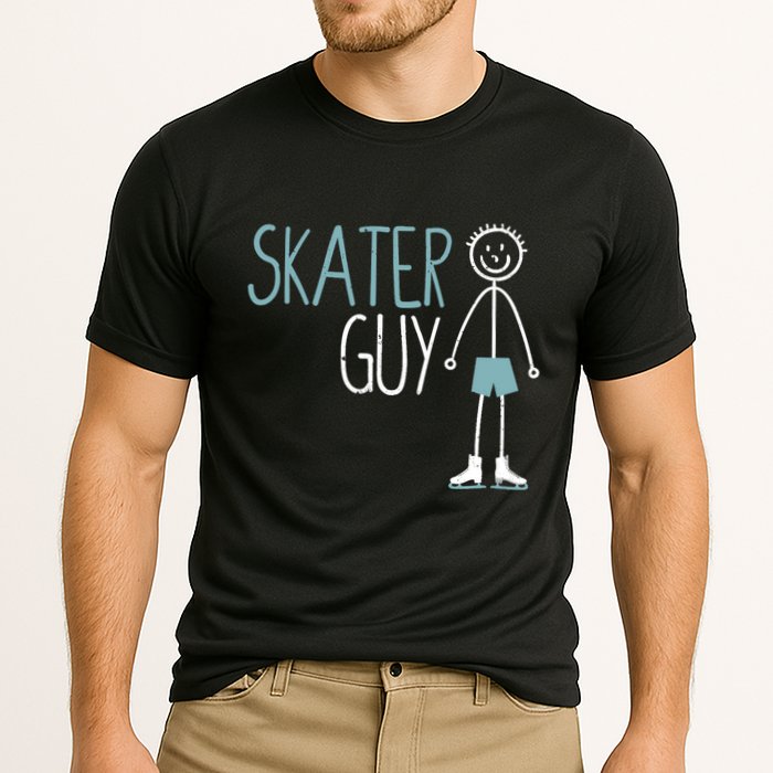 Skater Guy Funny Skates Ice Skating Boy Figure Skaters Cooling Performance Crew T-Shirt