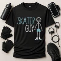 Skater Guy Funny Skates Ice Skating Boy Figure Skaters Cooling Performance Crew T-Shirt