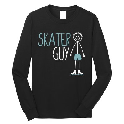 Skater Guy Funny Skates Ice Skating Boy Figure Skaters Long Sleeve Shirt