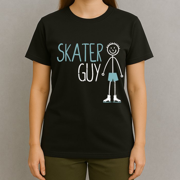 Skater Guy Funny Skates Ice Skating Boy Figure Skaters T-Shirt