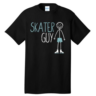 Skater Guy Funny Skates Ice Skating Boy Figure Skaters Tall T-Shirt