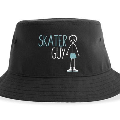 Skater Guy Funny Skates Ice Skating Boy Figure Skaters Sustainable Bucket Hat