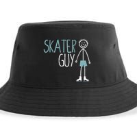 Skater Guy Funny Skates Ice Skating Boy Figure Skaters Sustainable Bucket Hat