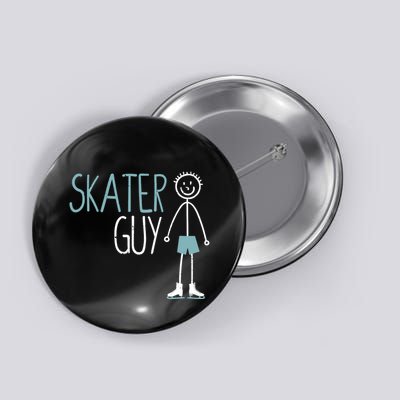 Skater Guy Funny Skates Ice Skating Boy Figure Skaters Button