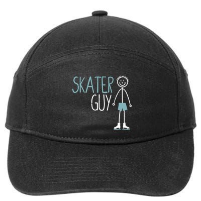 Skater Guy Funny Skates Ice Skating Boy Figure Skaters 7-Panel Snapback Hat
