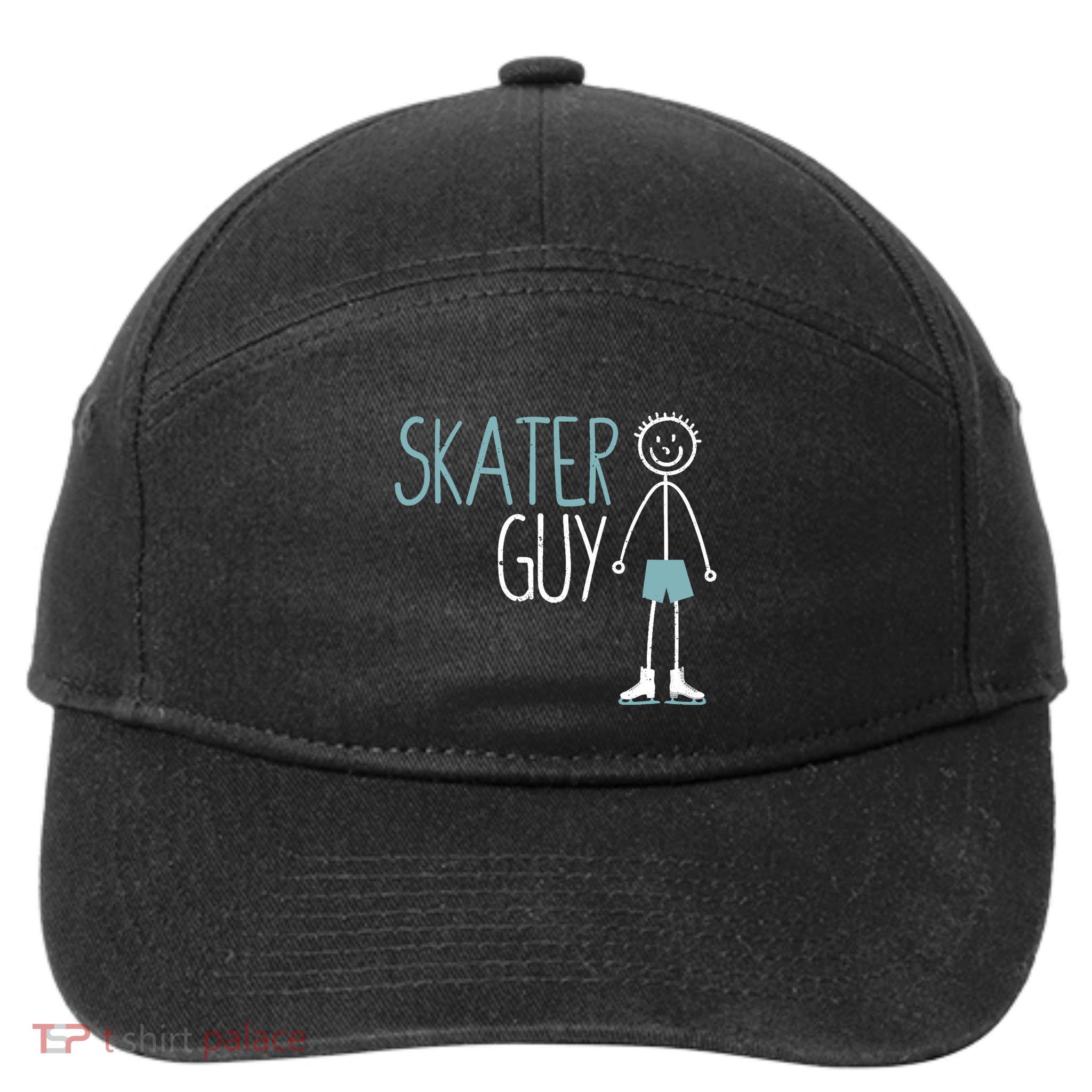 Skater Guy Funny Skates Ice Skating Boy Figure Skaters 7-Panel Snapback Hat