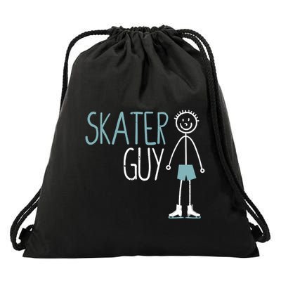 Skater Guy Funny Skates Ice Skating Boy Figure Skaters Drawstring Bag