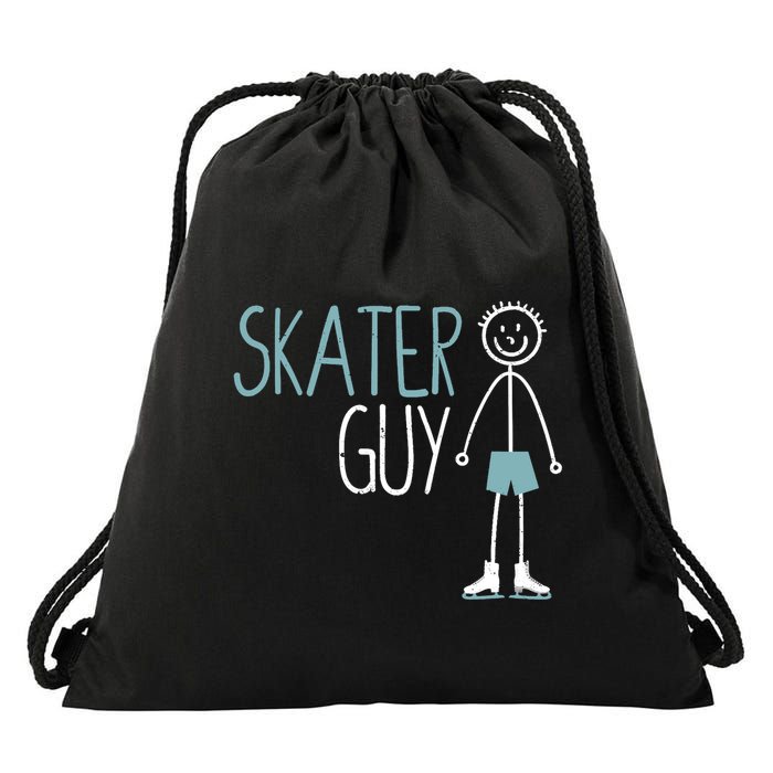 Skater Guy Funny Skates Ice Skating Boy Figure Skaters Drawstring Bag