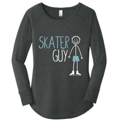 Skater Guy Funny Skates Ice Skating Boy Figure Skaters Women's Perfect Tri Tunic Long Sleeve Shirt