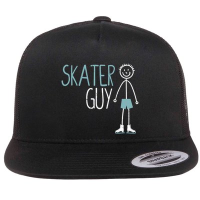 Skater Guy Funny Skates Ice Skating Boy Figure Skaters Flatbill Hat