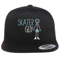 Skater Guy Funny Skates Ice Skating Boy Figure Skaters Flat Bill Trucker Hat