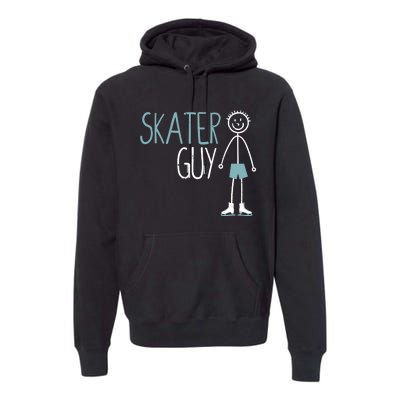 Skater Guy Funny Skates Ice Skating Boy Figure Skaters Premium Hoodie