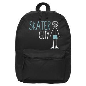 Skater Guy Funny Skates Ice Skating Boy Figure Skaters 16 in Basic Backpack