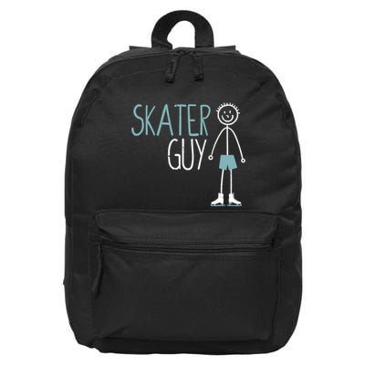 Skater Guy Funny Skates Ice Skating Boy Figure Skaters 16 in Basic Backpack