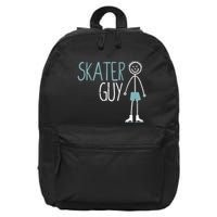 Skater Guy Funny Skates Ice Skating Boy Figure Skaters 16 in Basic Backpack