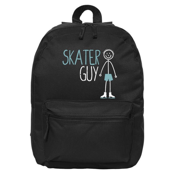 Skater Guy Funny Skates Ice Skating Boy Figure Skaters 16 in Basic Backpack