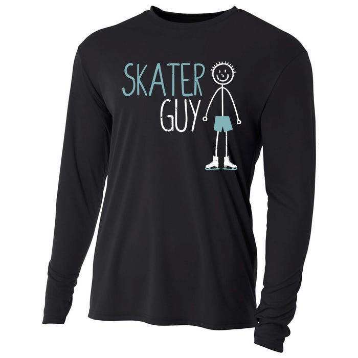 Skater Guy Funny Skates Ice Skating Boy Figure Skaters Cooling Performance Long Sleeve Crew