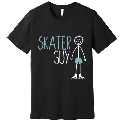 Skater Guy Funny Skates Ice Skating Boy Figure Skaters Premium T-Shirt
