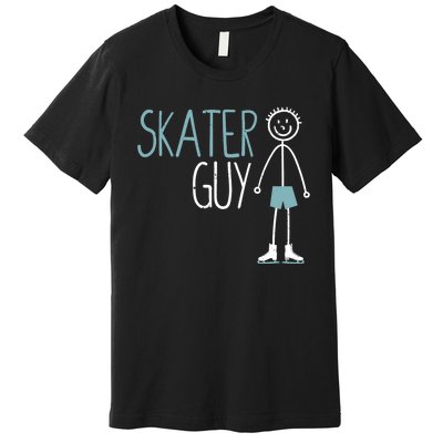 Skater Guy Funny Skates Ice Skating Boy Figure Skaters Premium T-Shirt