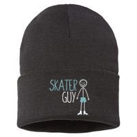 Skater Guy Funny Skates Ice Skating Boy Figure Skaters Sustainable Knit Beanie
