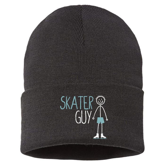 Skater Guy Funny Skates Ice Skating Boy Figure Skaters Sustainable Knit Beanie