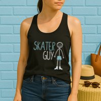 Skater Guy Funny Skates Ice Skating Boy Figure Skaters Womens Tank Top