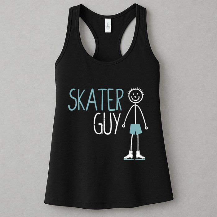 Skater Guy Funny Skates Ice Skating Boy Figure Skaters Womens Tank Top