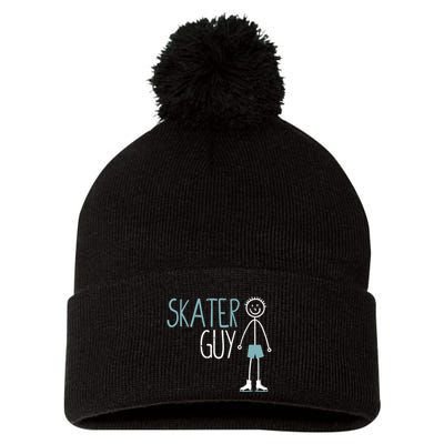 Skater Guy Funny Skates Ice Skating Boy Figure Skaters Pom Pom 12in Knit Beanie