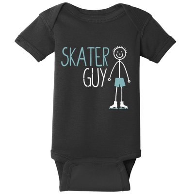 Skater Guy Funny Skates Ice Skating Boy Figure Skaters Baby Bodysuit