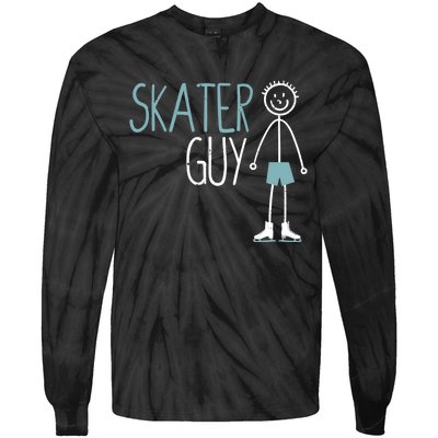 Skater Guy Funny Skates Ice Skating Boy Figure Skaters Tie-Dye Long Sleeve Shirt