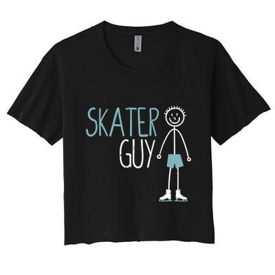 Skater Guy Funny Skates Ice Skating Boy Figure Skaters Crop Top