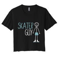 Skater Guy Funny Skates Ice Skating Boy Figure Skaters Women's Crop Top Tee