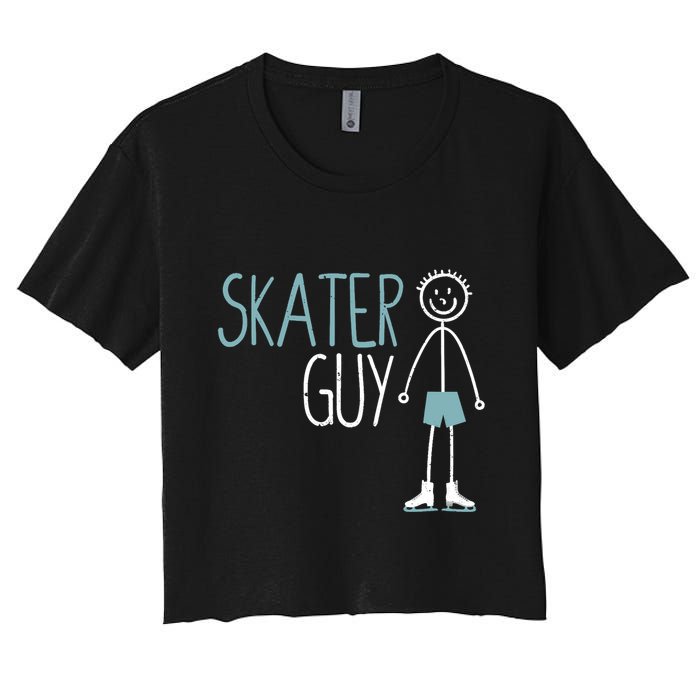 Skater Guy Funny Skates Ice Skating Boy Figure Skaters Women's Crop Top Tee