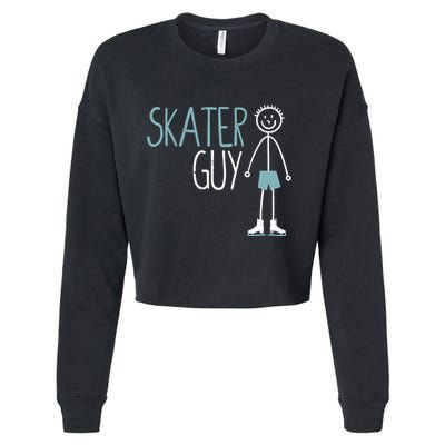 Skater Guy Funny Skates Ice Skating Boy Figure Skaters Cropped Pullover Crew