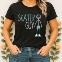 Skater Guy Funny Skates Ice Skating Boy Figure Skaters Womens T-Shirt