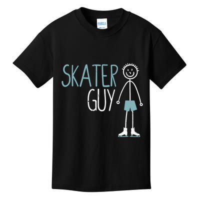 Skater Guy Funny Skates Ice Skating Boy Figure Skaters Kids T-Shirt