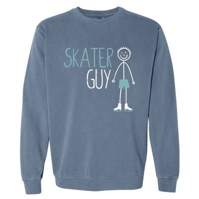 Skater Guy Funny Skates Ice Skating Boy Figure Skaters Garment-Dyed Sweatshirt