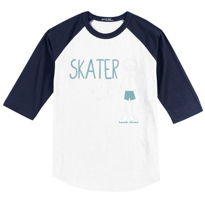 Skater Guy Funny Skates Ice Skating Boy Figure Skaters Baseball Sleeve Shirt