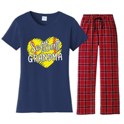 Softball Grandma For Women Baller Grandma Mother's Day Women's Flannel Pajama Set